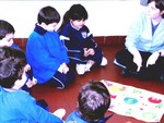 Playing a game in the classroom.