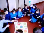 Playing a game in the classroom.