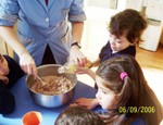 Cooking chocolate biscuits.